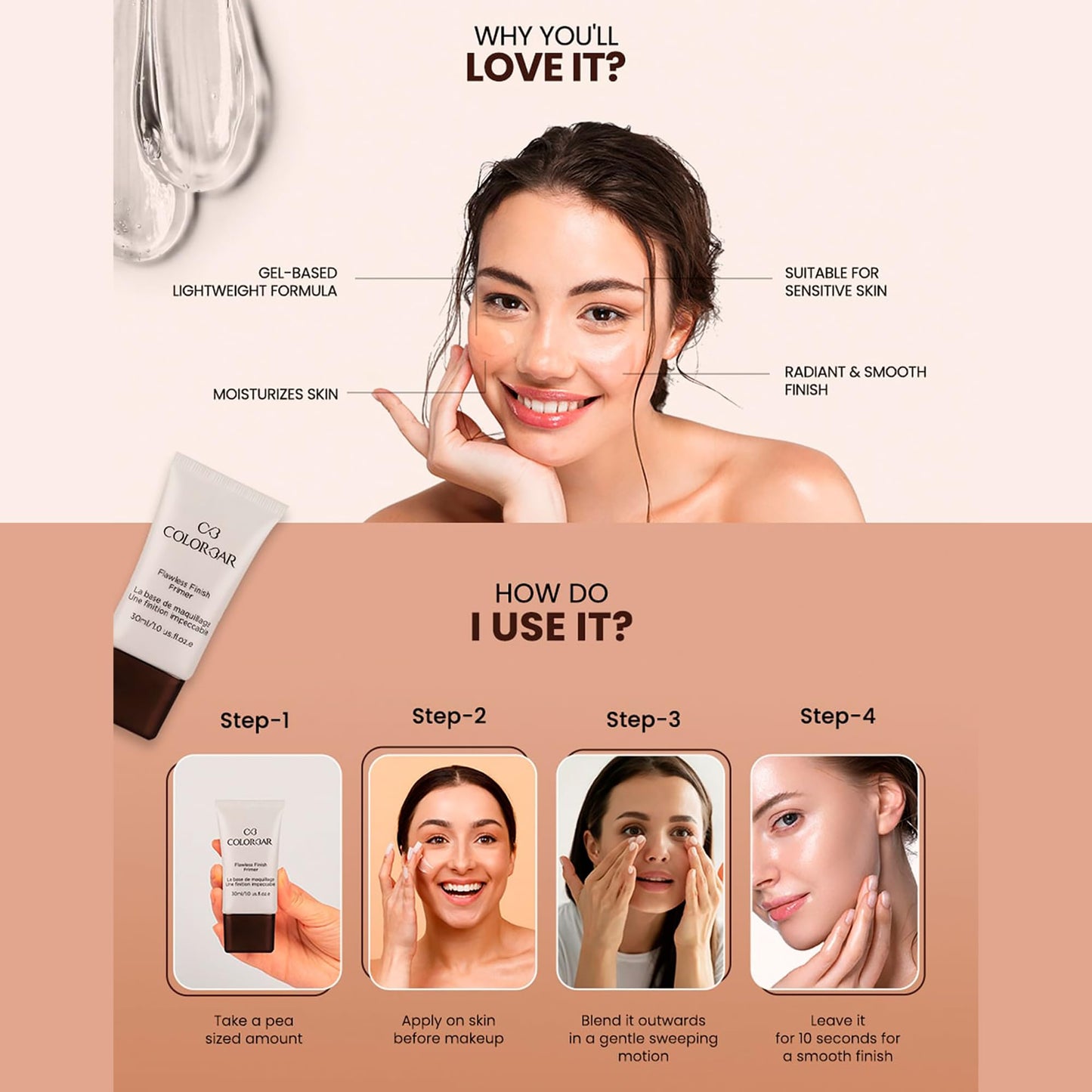 Flawless Finish Primer 30ml, Transparent, Gel-Based, Moisturizing