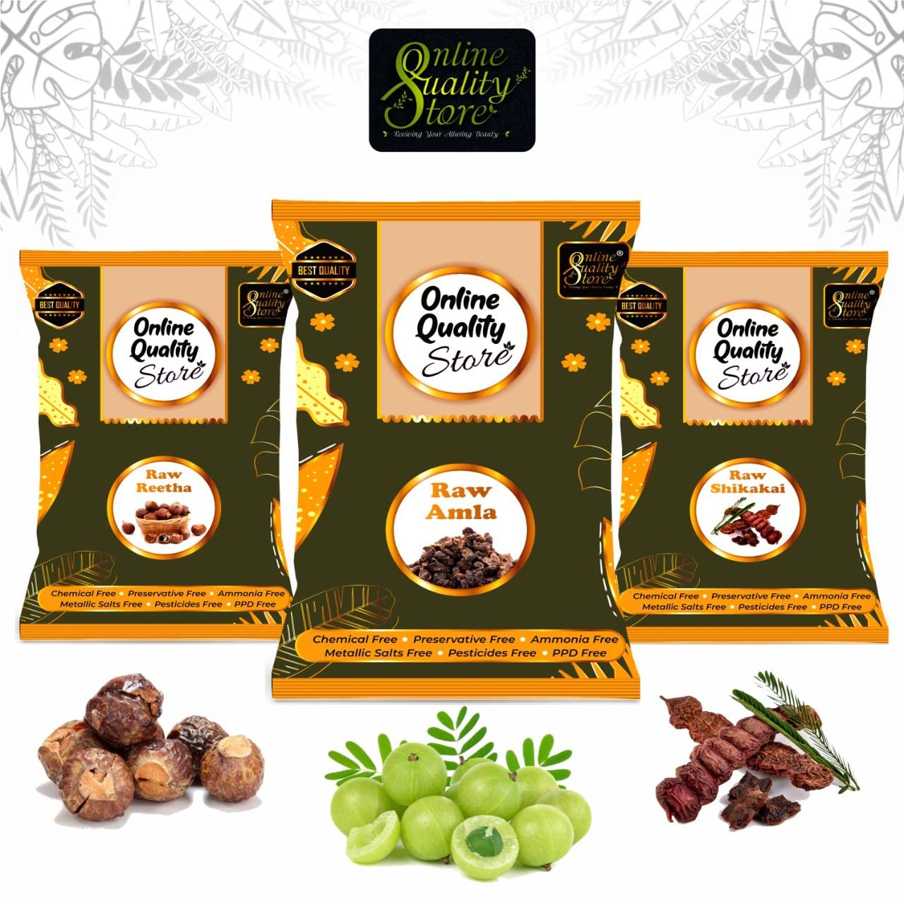 Natural Amla Reetha Shikakai Herbal Hair Pack - 600g