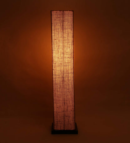 Modern Jute Floor Lamp with Black Iron Base - 33 Inch - Beige Shade