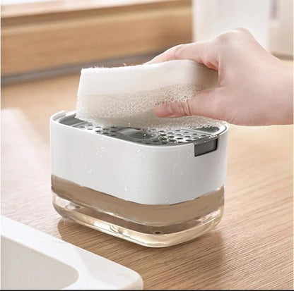 2-in-1 Soap Dispenser with Sponge Holder - Durable ABS Plastic - 400ml Capacity - Modern Design