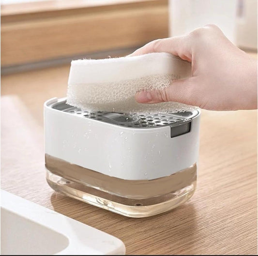 2-in-1 Soap Dispenser with Sponge Holder - Durable ABS Plastic - 400ml Capacity - Modern Design