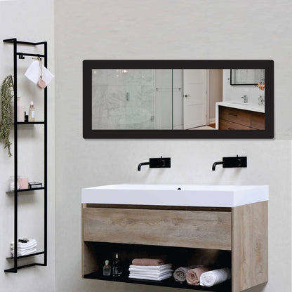 Framed Rectangular Wall Mirror with MDF Wood Frame - 15x40 inch - Classic Black