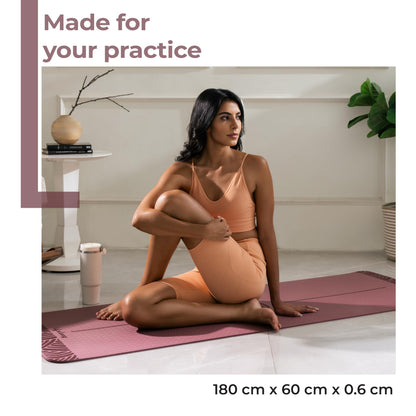 Yoga Mat for Men & Women | 6mm Thick TPE | Lightweight & Portable