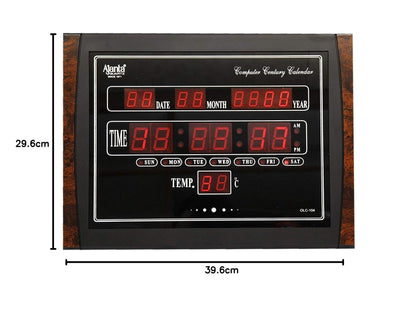 Digital Wall Clock with Green LED Display - 39.6 cm x 29.6 cm - Plastic