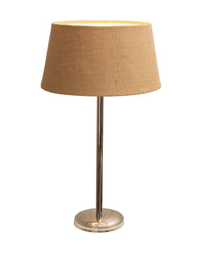 Table Lamp with Fabric Shade and Chrome Base - 33x33x58 cm - Brown
