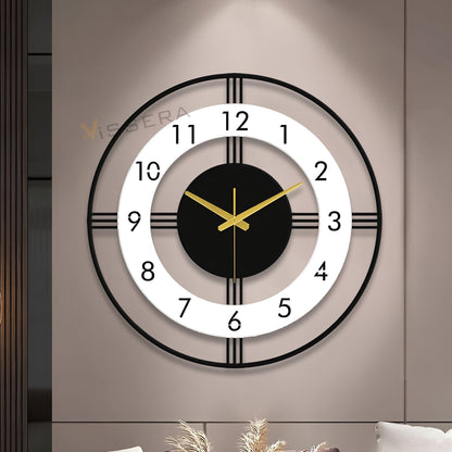 Large Silent Metal Wall Clock - Antique Design for Living Room - 60cm