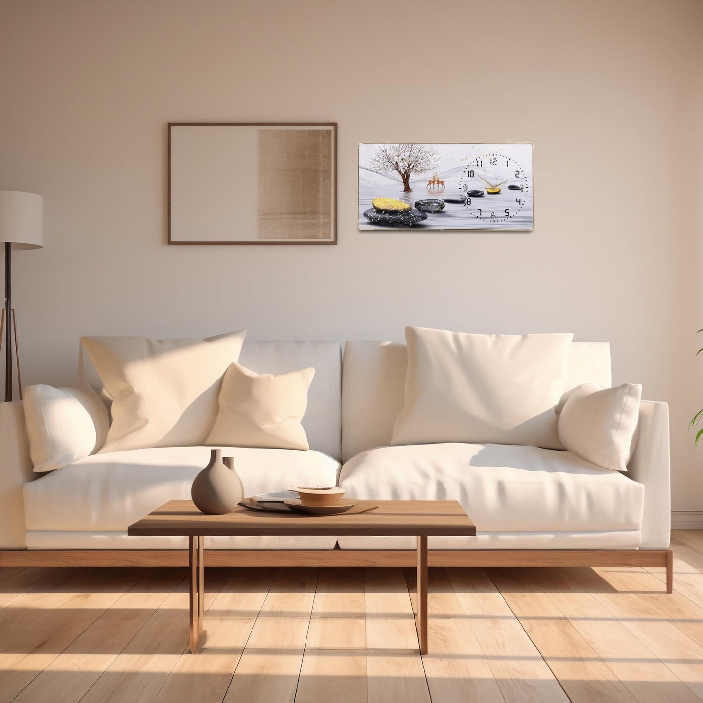 Silent Quartz Wall Clock with Crystal Frame 30x60cm - Modern Decorative Design