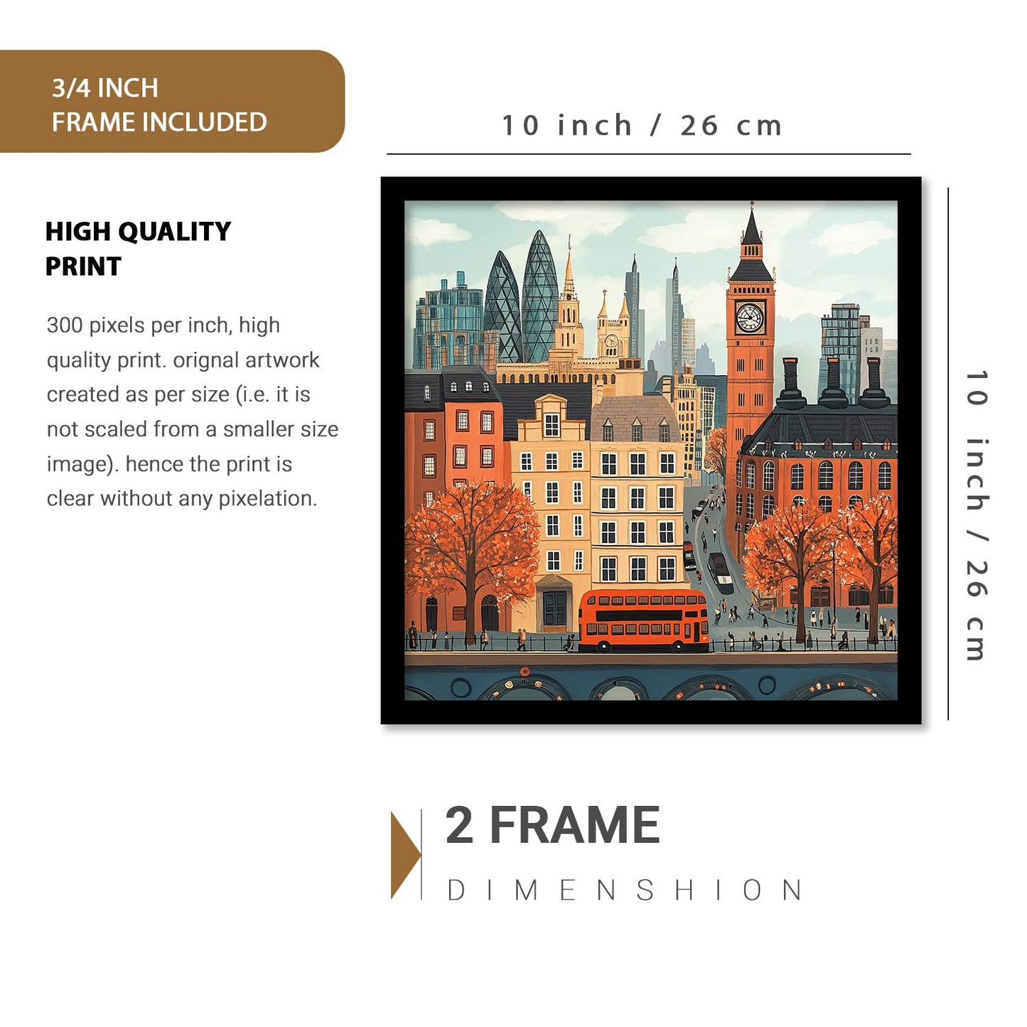 Wall Painting City Vibes Art - Framed Rectangular Posters - 10x13 Inch - Engineered Wood