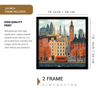 Wall Painting City Vibes Art - Framed Rectangular Posters - 10x13 Inch - Engineered Wood