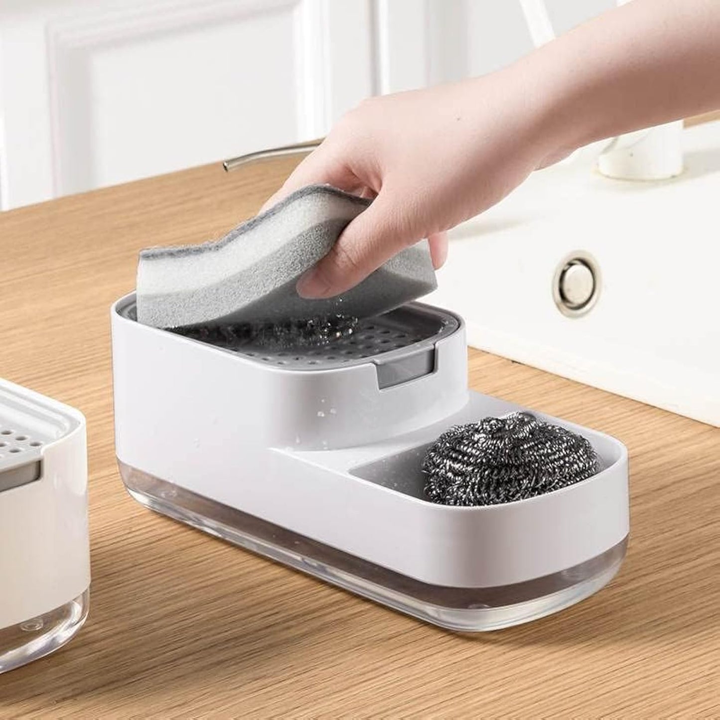 Soap Dispenser with Hollow Tray Design - Durable ABS & PS - Suitable for Kitchen & Bathroom