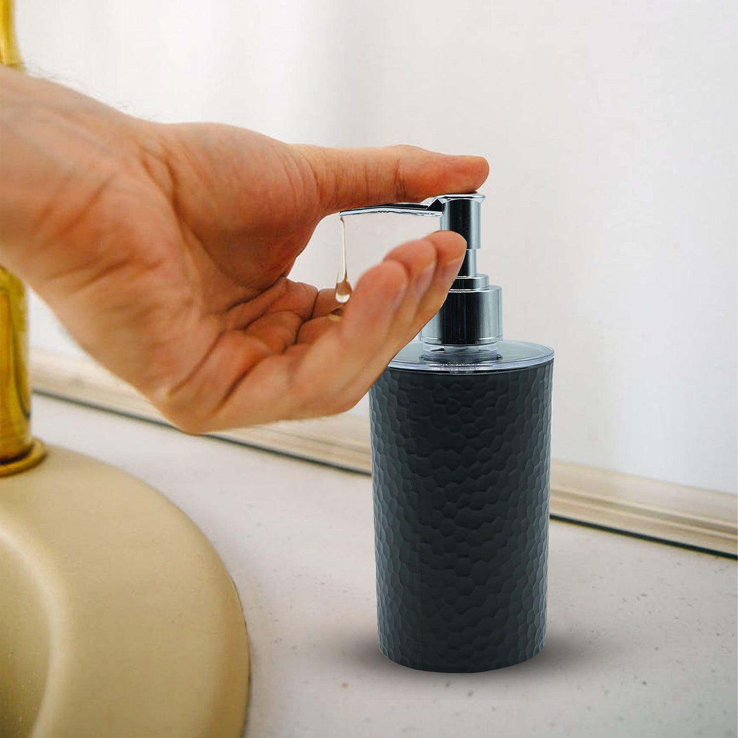 Soap Dispenser - Modern Design - Plastic - Black - 250 ml - Set of 3