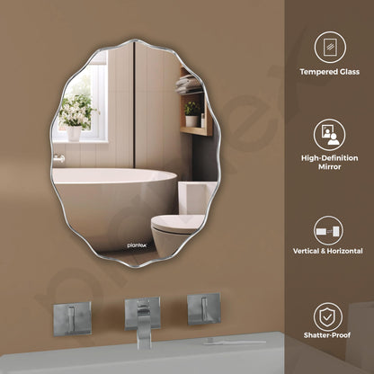 Frameless Oval Mirror with Beveled Edges - HD Glass - 15 x 18 Inch - Ideal for Bathroom, Bedroom, Living Room