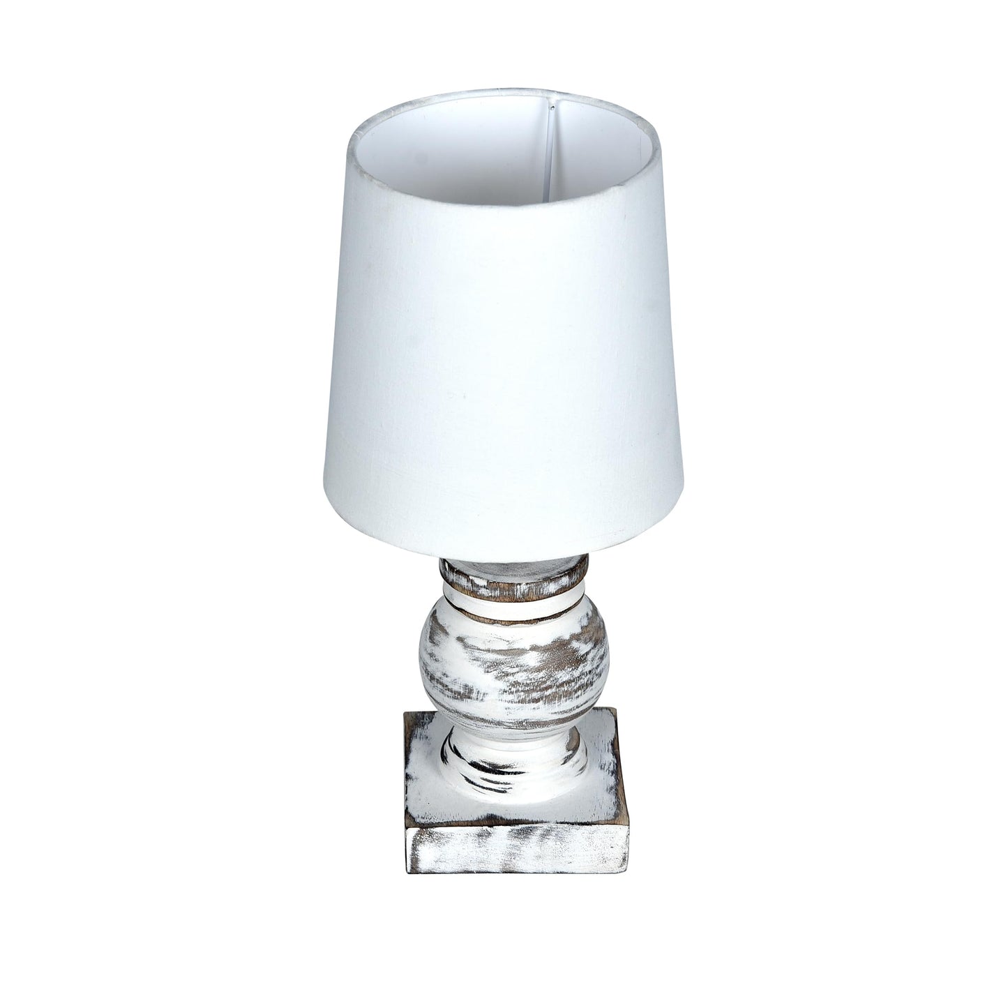 Table Lamp Rustic Design Wood Grain White 15x15x33cm