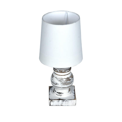 Table Lamp Rustic Design Wood Grain White 15x15x33cm