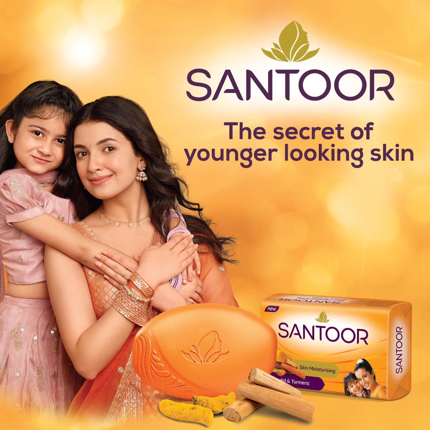 Sandal & Turmeric Soap for Skin Care, 125g, Pack of 4