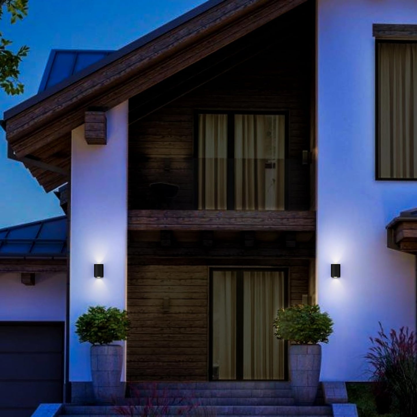 LED Wall Light - Modern Up & Down Design - Black Aluminium - 2 Watt - IP65 - Warm White 2700K