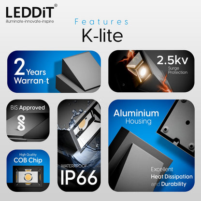 LED Wall Light Up Down Design Aluminium Waterproof IP65 Warm White 5-Watt