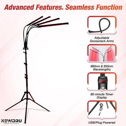 Red Light Therapy Panel with Timer Control, 80 LEDs, 660nm & 850nm, Full Body Treatment, Portable Design