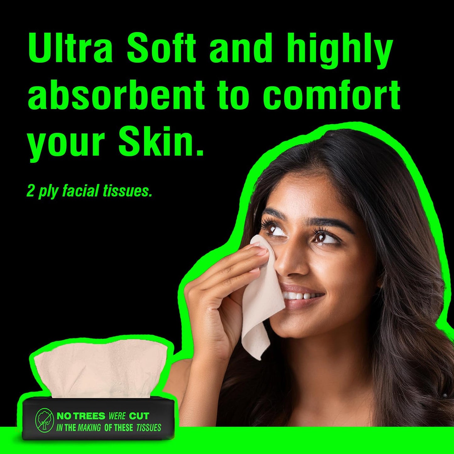 Bamboo Soft Facial Tissue, 2-Ply, 600 Pulls, Ecofriendly, 6-Pack