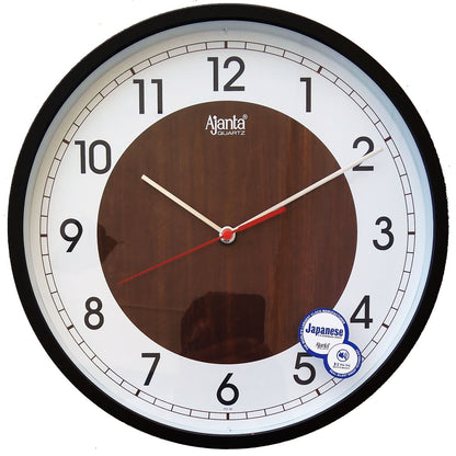 Ajanta Analog Wall Clock with Silent Movement, 30.3 cm, Brown Plastic