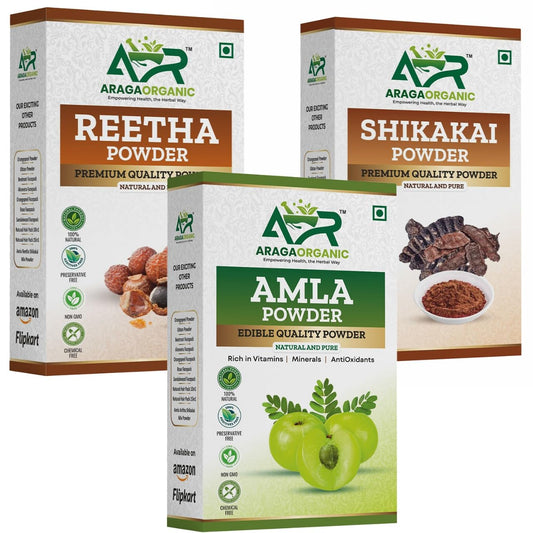 Natural Amla Reetha Shikakai Powder - Herbal Hair Cleanser 300g