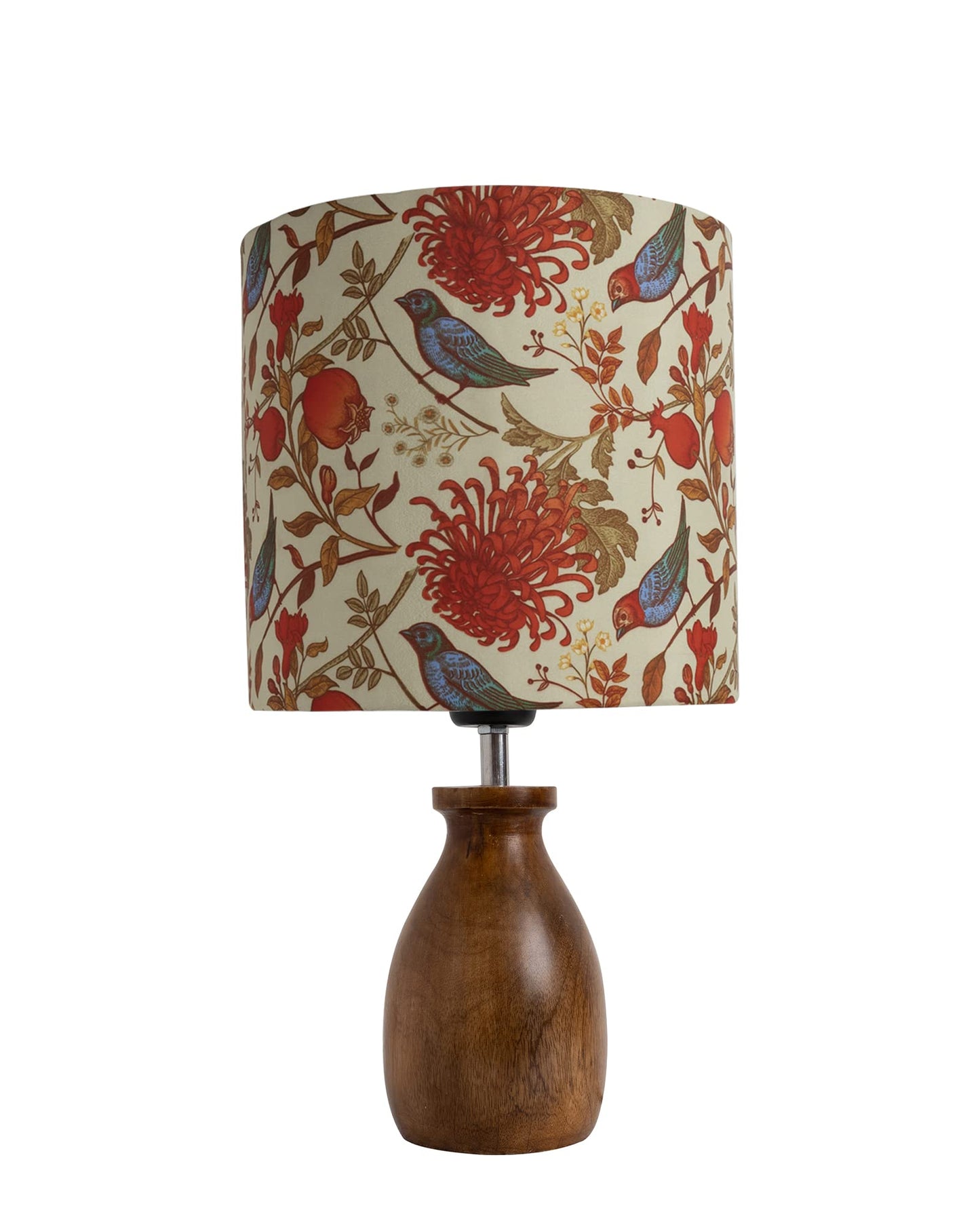 Table Lamp with Linen Shade and Wooden Base - 20x20x38 cm - Multicolor