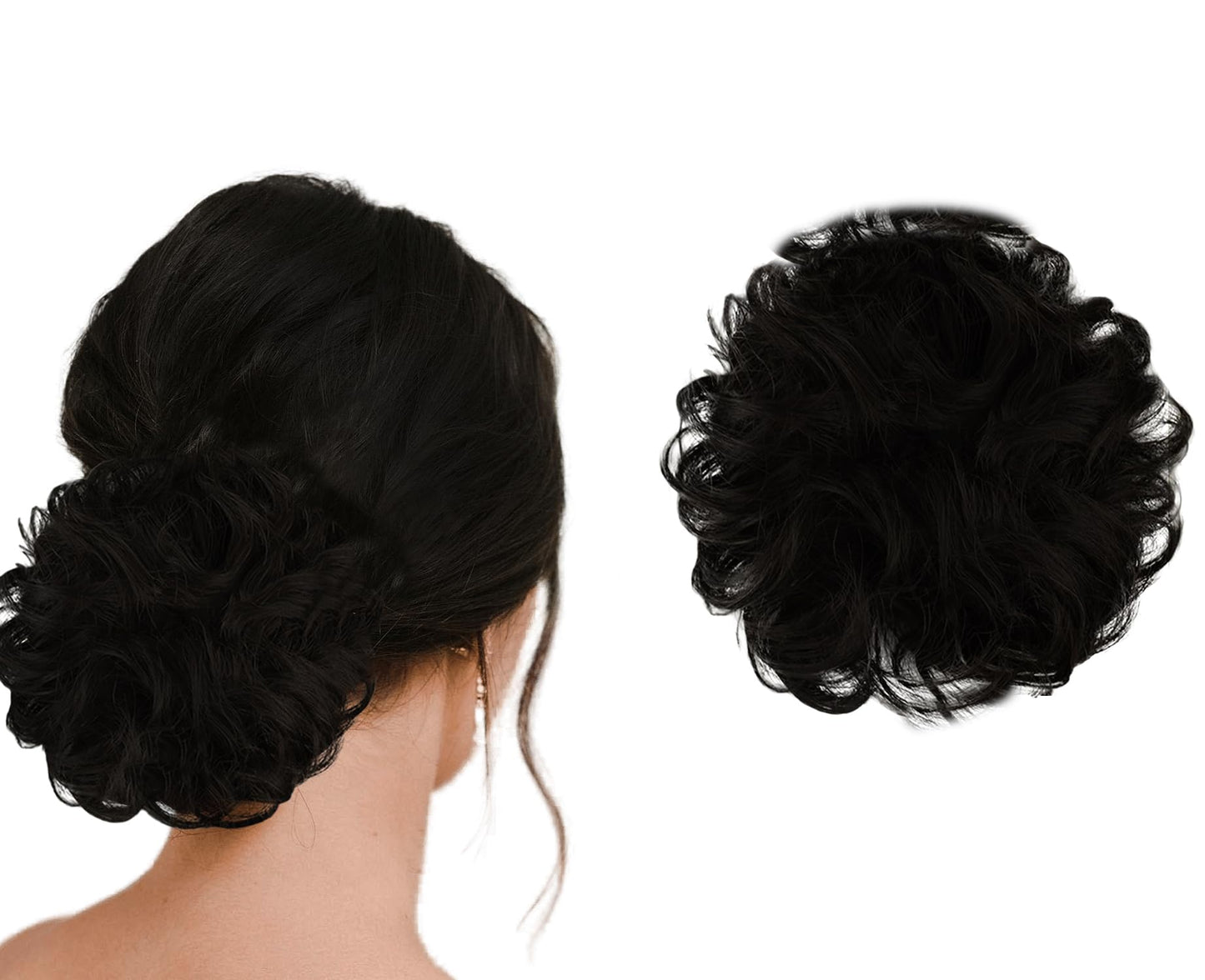 Hair Bun Extension - Messy Juda Style - Black, Pack of 1