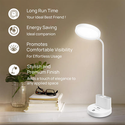 LED Table Lamp with Adjustable Light Head and USB-C Charging - 5W, Flexible Design, Modern Style