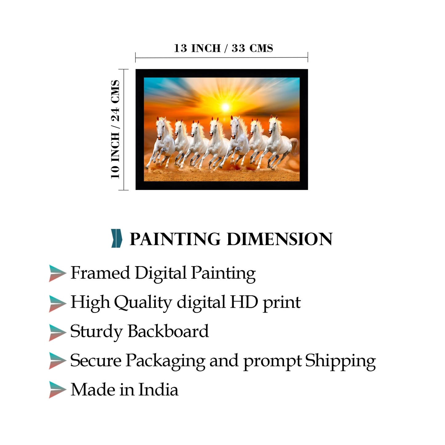 Wall Painting with Frame 13 x 10 Inches - Digitally Printed Paper, Synthetic Wood, Multicolored Frame