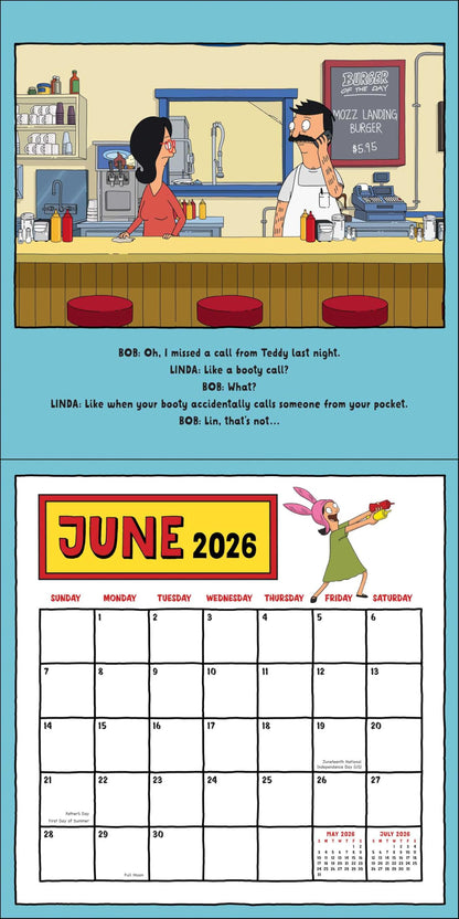 Bob's Burgers 2026 Wall Calendar (Includes Stickers) 