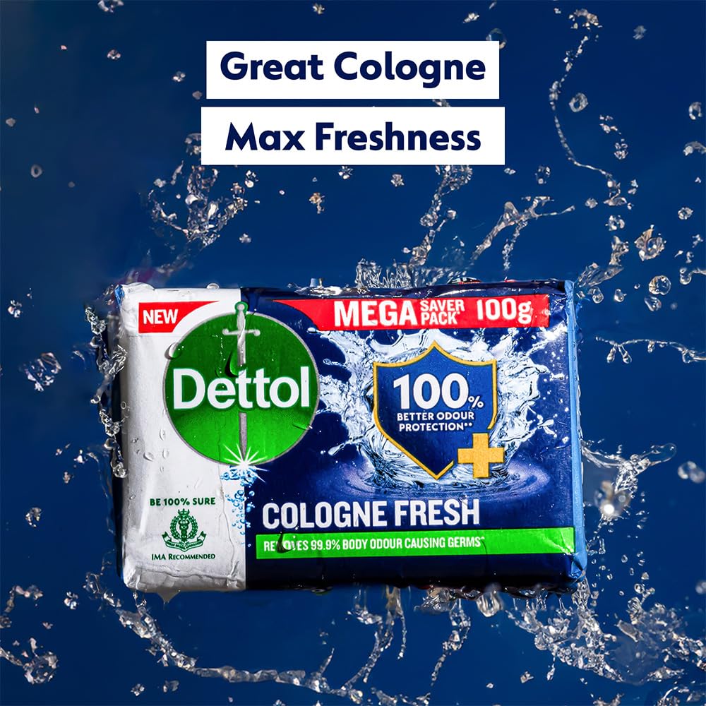 Cologne Fresh Bathing Soap Bar 100g Pack of 4 (400g Total)