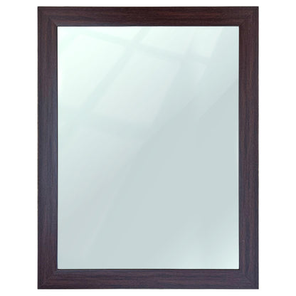 Rectangular Wall Mirror with Synthetic Wooden Frame, Brown Finish, Inner Size 10x12 in, Outer Size 12x14 in