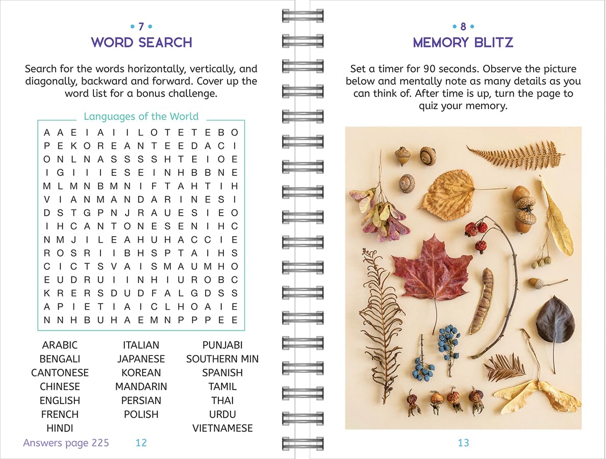 Large Print Memory Puzzles: 175+ Puzzles and Activities for Adults to Exercise Memory and Improve Focus - Includes Spiral Bound / Lay Flat Design and ... Font for Easy Reading (Brain Busters) 