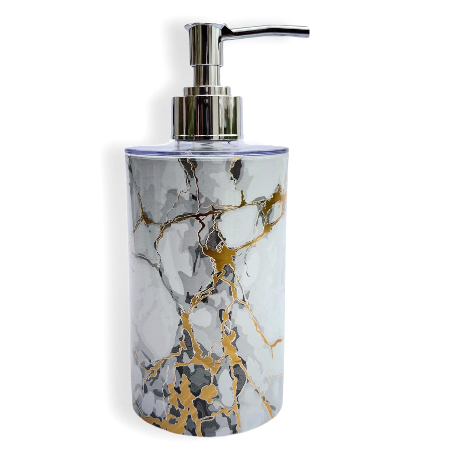 Liquid Soap Dispenser 350ml Marble White Easy Clean Refillable Kitchen Bathroom