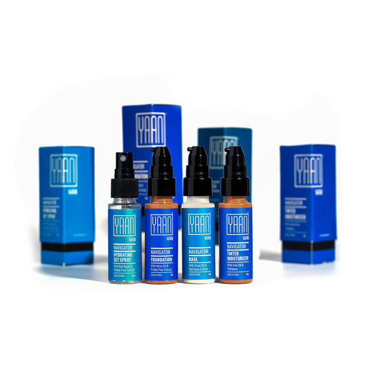 Men's Makeup Set: Base, Foundation, Spray, Moisturizer, 4ct