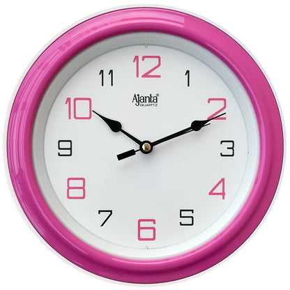 Round Pink Plastic Analog Wall Clock - 20.5 cm with Step Movement