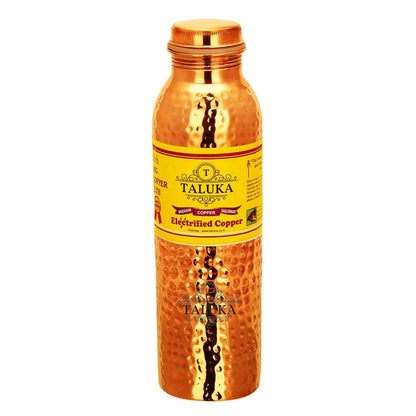 Taluka With T Logo Pure Copper Handmade Quality Hammered Copper Bottle Water Capacity-1000 ML