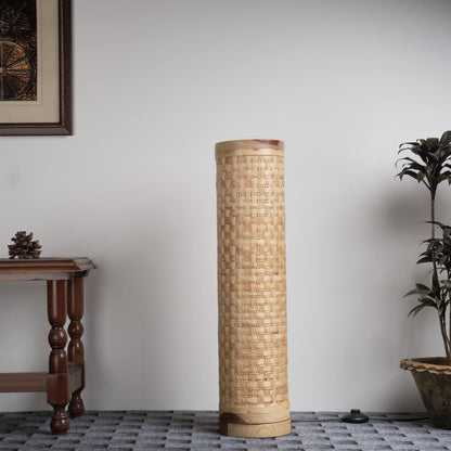 LED Floor Lamp Modern Bamboo Natural Brown 28 Inch