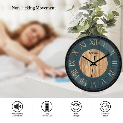 Wall Clock with Sweep Movement - 12 Inch Black Plastic Frame