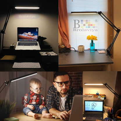 LED Desk Lamp with Metal Arm Stand, 32cm, 3 Lighting Modes, 360 Degree Spin, Adjustable Brightness
