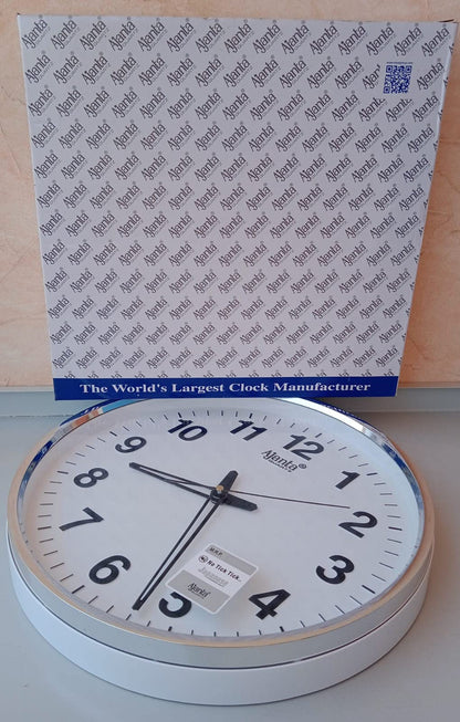 Ajanta Abstract Quartz Analog Wall Clock, 32 cm, White, Plastic Frame
