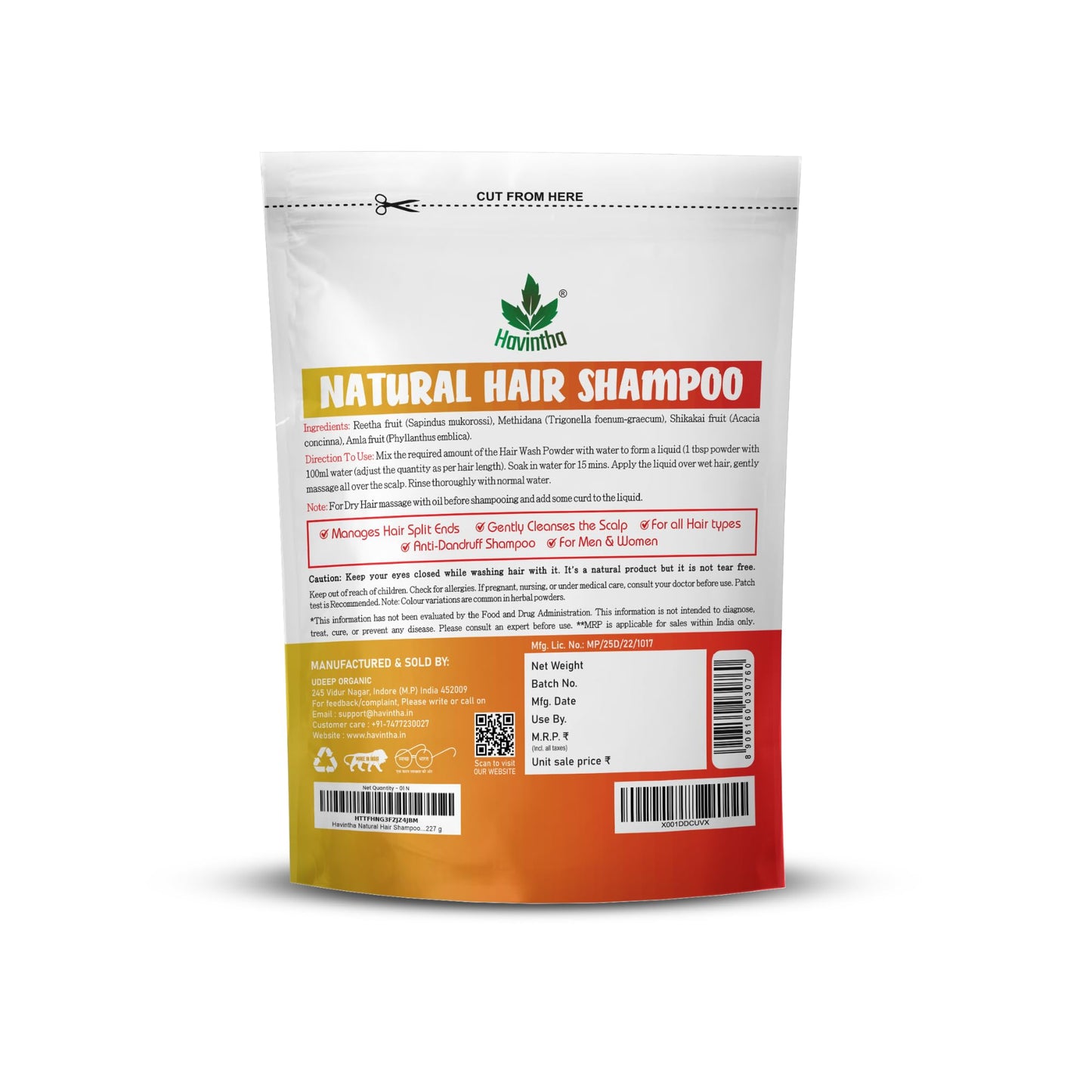 Natural Herbal Shampoo for All Hair Types - 227gm