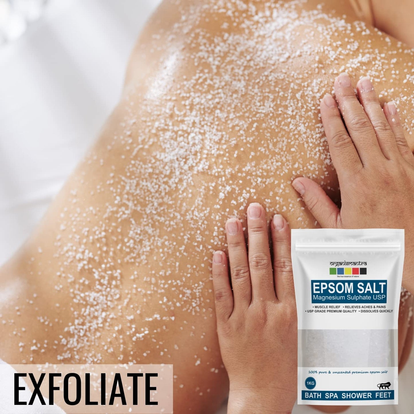 Epsom Bath Salt Crystal Soak for Aches & Pain Relief - 1KG