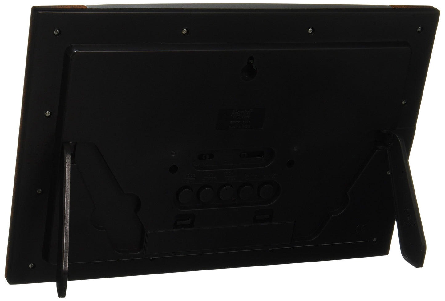 Digital Alarm Wall Clock with Quartz Movement, Black and Brown, 29 cm x 19 cm x 2.5 cm