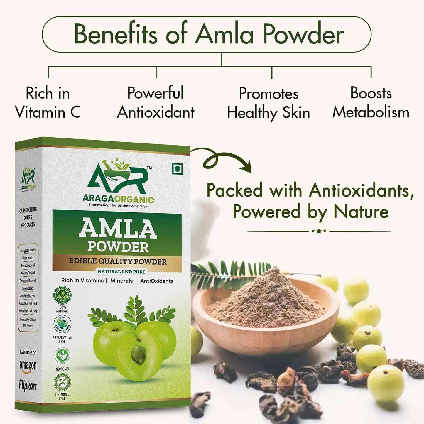 Natural Amla Reetha Shikakai Powder - Herbal Hair Cleanser 300g