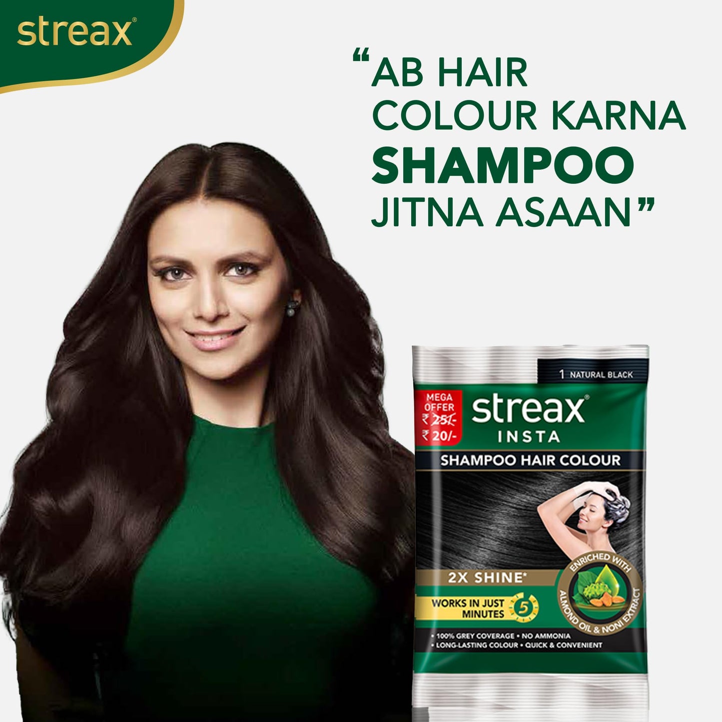 Insta Shampoo Hair Color Natural Black - 5 Pack, Quick Gray Coverage