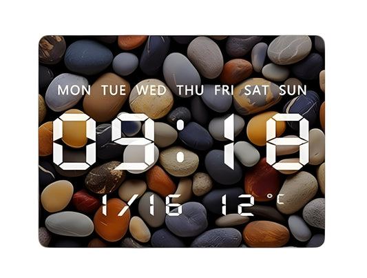 Digital Wall Clock with LED Display, USB Powered, 27x20cm, Pebble Color