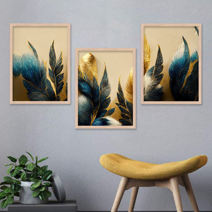 Wall Painting Set of 3 Modern Art 11x14 Inch Framed Canvas for Living Room Bedroom Decoration
