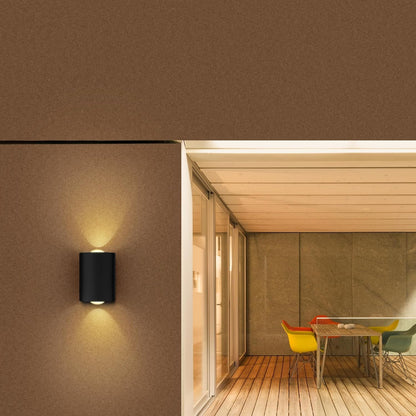 LED Wall Light - Modern Up & Down Design - Black Aluminium - 2 Watt - IP65 - Warm White 2700K
