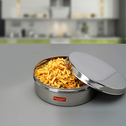 Sumeet Stainless Steel Flat Canister/Storage Container (1.2Ltr) (17Cm)
